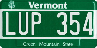 VT license plate LUP354