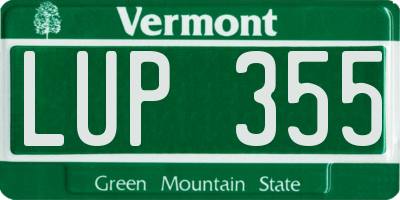 VT license plate LUP355