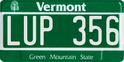 VT license plate LUP356