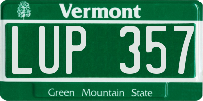 VT license plate LUP357