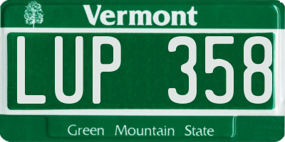 VT license plate LUP358