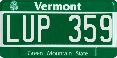 VT license plate LUP359