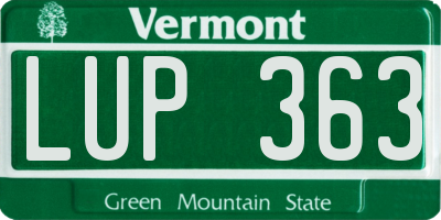 VT license plate LUP363