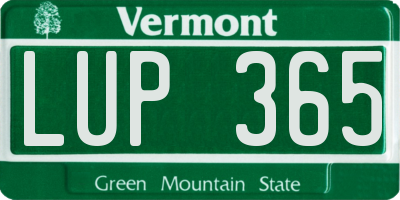 VT license plate LUP365