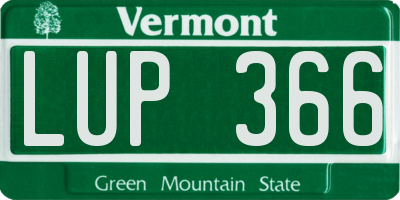 VT license plate LUP366