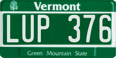VT license plate LUP376