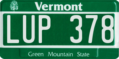 VT license plate LUP378