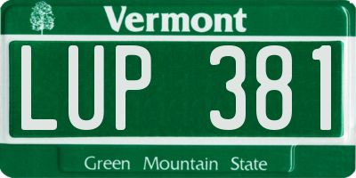VT license plate LUP381
