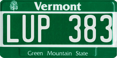 VT license plate LUP383