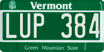 VT license plate LUP384