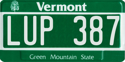 VT license plate LUP387