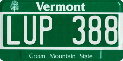 VT license plate LUP388