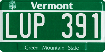 VT license plate LUP391