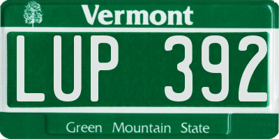 VT license plate LUP392