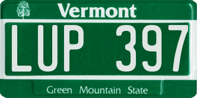 VT license plate LUP397