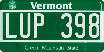 VT license plate LUP398