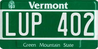 VT license plate LUP402