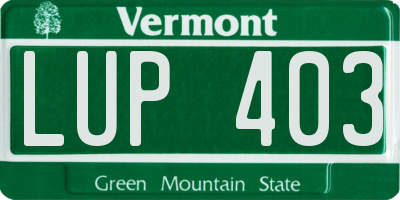 VT license plate LUP403