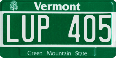 VT license plate LUP405
