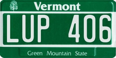 VT license plate LUP406