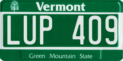 VT license plate LUP409