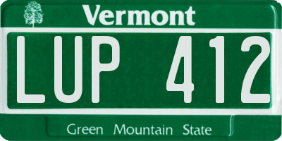 VT license plate LUP412