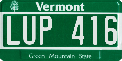 VT license plate LUP416