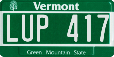 VT license plate LUP417