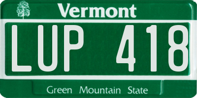 VT license plate LUP418