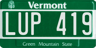 VT license plate LUP419