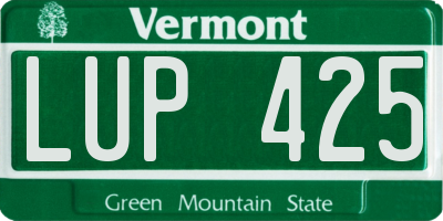 VT license plate LUP425