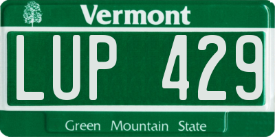 VT license plate LUP429