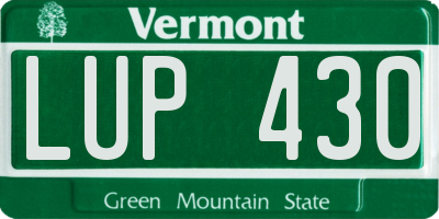 VT license plate LUP430