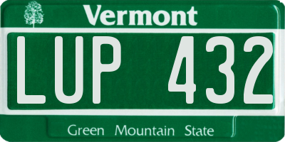 VT license plate LUP432