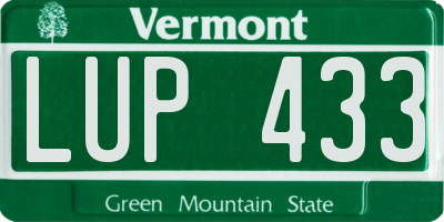 VT license plate LUP433