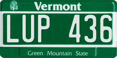VT license plate LUP436