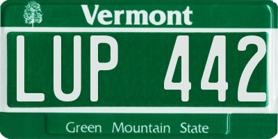 VT license plate LUP442