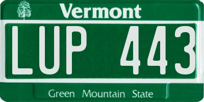 VT license plate LUP443
