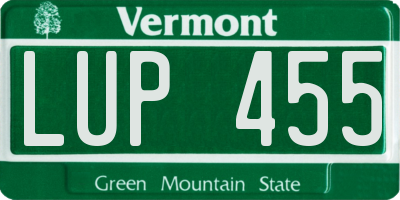 VT license plate LUP455
