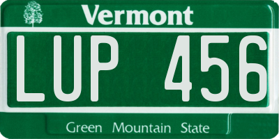 VT license plate LUP456
