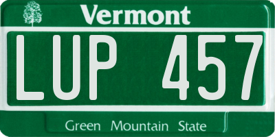 VT license plate LUP457