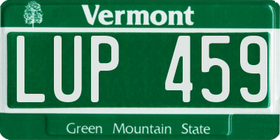 VT license plate LUP459