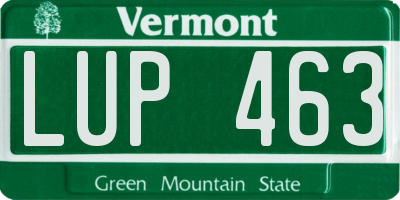 VT license plate LUP463