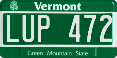 VT license plate LUP472