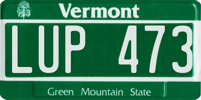 VT license plate LUP473