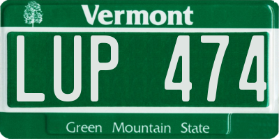 VT license plate LUP474