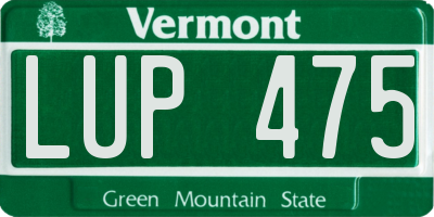 VT license plate LUP475