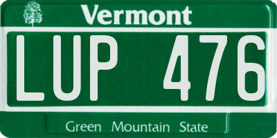 VT license plate LUP476
