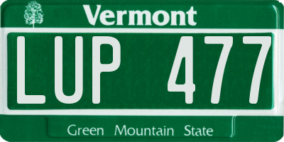 VT license plate LUP477