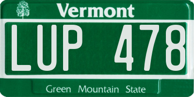 VT license plate LUP478